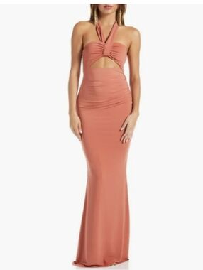 Katie May Amber Halter Neck Body-Con Maxi Gown Rust Size Small